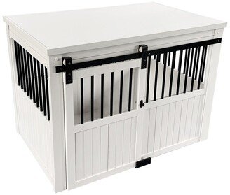 New Age Pet Ecoflex Homestead Sliding Barn Door Dog Crate - Antique White