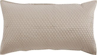 Kahn Hand Quilted Lumbar King Size Pillow Sham, Self Binding, Matte Brown