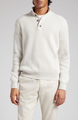 Stand Collar Rib Cashmere Sweater