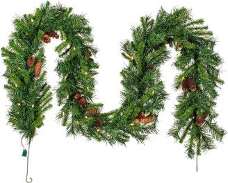 9' x 12 Cheyenne Artificial Christmas Garland with 240 PVC Tips and 50 Warm White Lights - Indoor or Outdoor Seasonal Holiday Garland - Prelit