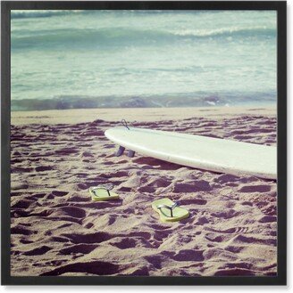 Photo Tiles: Surfing Along The Shoreline Photo Tile, Black, Framed, 8X8, Blue