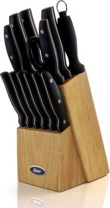 Granger 14 Piece Stainless Steel Cutlery Set with Black Handles and Wooden Block