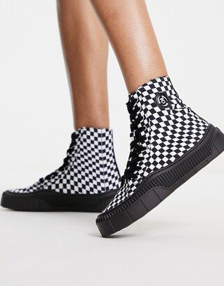 Kaltur high top sneakers in checkerboard printed canvas - MULTI