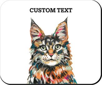 Mouse Pads: Maine Coon Custom Text Mouse Pad, Rectangle Ornament, Multicolor