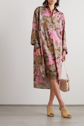 Floral-print Cotton-poplin Shirt Dress - Pink