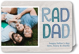 Father's Day Cards: Rad Dad Outline Father's Day Card, White, 5X7, Pearl Shimmer Cardstock, Rounded