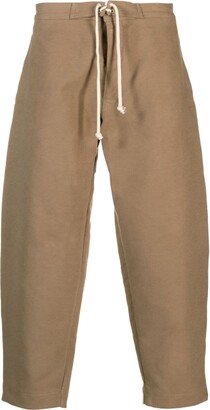 Tapered-Leg Drawstring Cotton Trousers