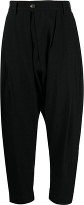 Pleat-Detailing Drop-Crotch Tapered Trousers