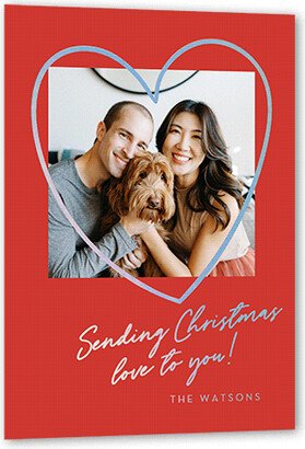 Holiday Cards: Foil Heart Frame Holiday Card, Red, Iridescent Foil, 5X7, Christmas, Matte, Personalized Foil Cardstock, Square