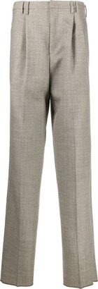 Neutral Tweed Tapered Trousers