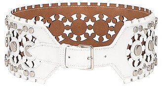Perforated & Studs Belt in White