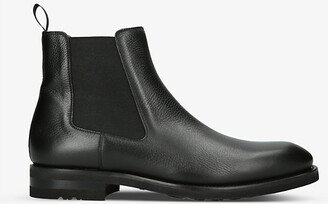 Mens Black Grained Leather Chelsea Boots