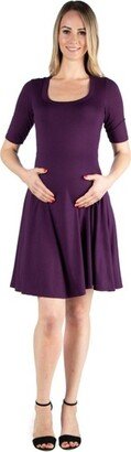 24seven Comfort Apparel Knee Length Masternity Dress-Purple-3X