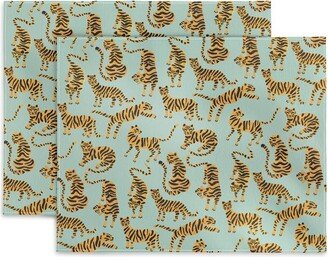 Cat Coquillette Tiger Collection Mint Orange Set of 4 Placemats