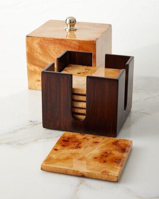 Burl Veneer Luxe Coaster Box Set