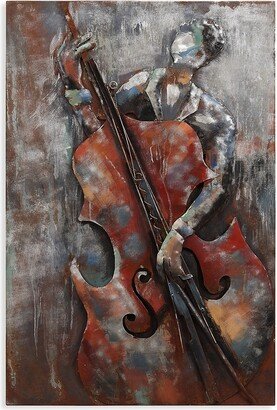 Bassist Hand Painted Iron Wall Art