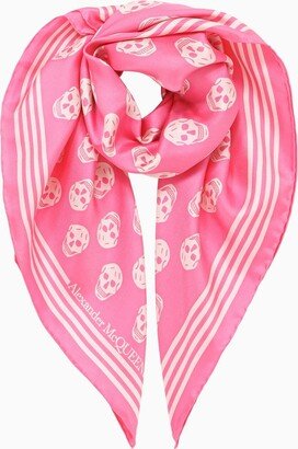 Fuchsia foulard with skulls print