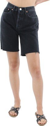 Womens Frayed Hem High Rise Bermuda Shorts