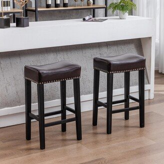 Aoolive Set of 2 Counter Height 29 Bar Stools Pub Chars, Modern Backless Faux Leather Bar Chairs