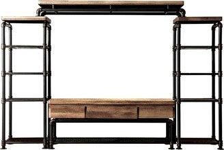 4pc Stonehedge Industrial Pipe Inspired Entertainment Console Black/Natural - HOMES: Inside + Out