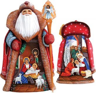 G.DeBrekht Woodcarved and Hand Painted Message of Faith Santa Figurine