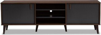 Samuel Finished TV Stand for TVs up to 55 Walnut Brown/Dark Gray