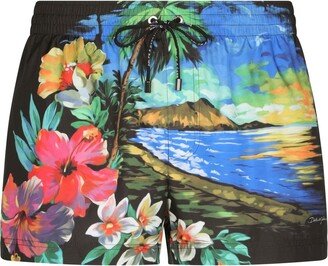 All-Over Graphic-Print Swim Shorts