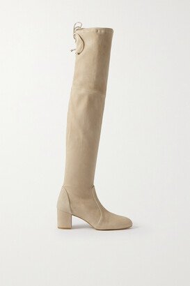 Yulianaland Suede Over-the-knee Boots - Cream