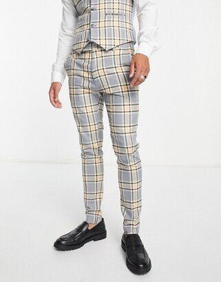 super skinny suit pants in brushed plaid