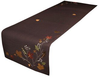 Autumn Branches Embroidered Fall Table Runner, 70