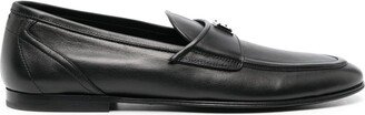 Logo-Plaque Leather Loafers-AN