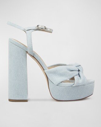 Abby Denim Knot Platform Sandals