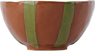 Harlie Brown Studio Terracotta & Green Stripe Delight Cereal & Dessert Bowl