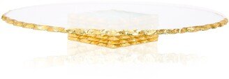 Stacked Glass Cake Stand with Gold Edge - 12D x3H