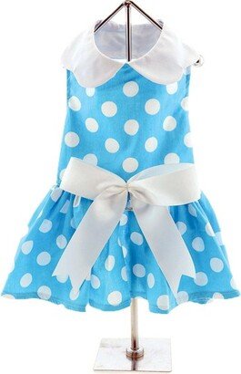 Doggie Design Blue Polka Dot Dog Dress with Matching Leash (Medium)