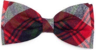 The Worthy Dog Plaid Bow Tie Adjustable Collar Attachment Accessory - Red Multicolored - L