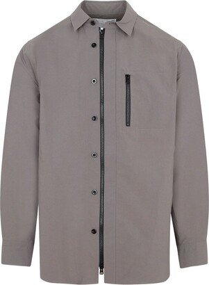 Matte Taffeta Zip-Up Shirt