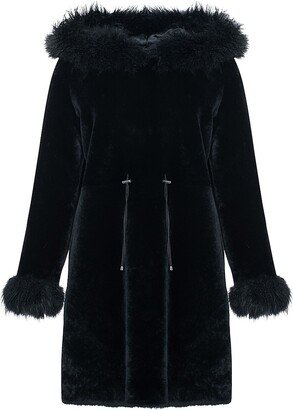 Shearling Lamb Parka With Cashmere Goat Hood Trim & Cuffs