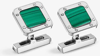 Mens Silver And Green Santos de Palladium-plated Sterling-silver and Malachite Cufflinks