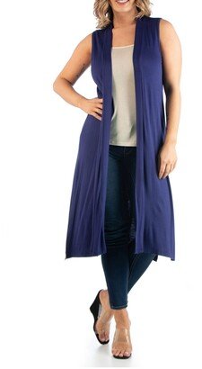 24seven Comfort Apparel Women's Plus Size Long Cardigan Vest