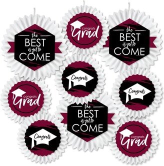 Big Dot Of Happiness Maroon Grad - Best is Yet to Come - Grad Party Tissue Decor Paper Fans 9 Ct