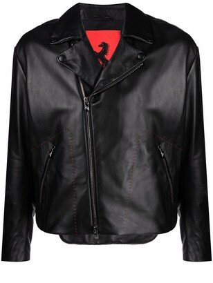 Prancing Horse leather biker jacket