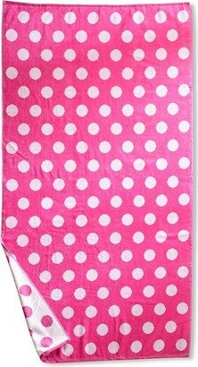 Polka Dot Oversized Cotton Beach Towel, 34 x 64, Pink - Blue Nile Mills