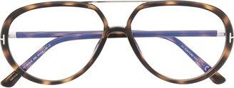Tortoiseshell-Effect Pilot-Frame Glasses