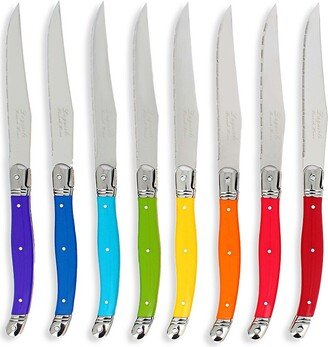 French Home Laguiole 8-Piece Rainbow-Hued Laguiole Steak Knife Set