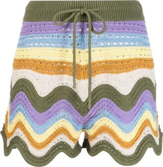 Striped Crochet Shorts