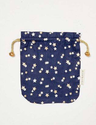 Selfridges Edit Midnight Stars Medium Drawstring Cotton Gift bag 23cm