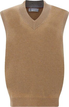 V-Neck Knitted Vest-AM