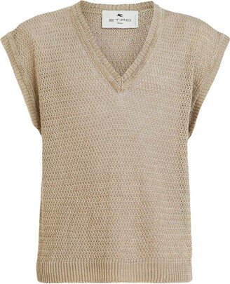 V-neck linen vest