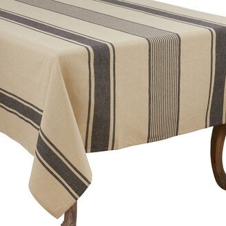 Saro Lifestyle Banded Design Farmhouse Tablecloth, Natural,